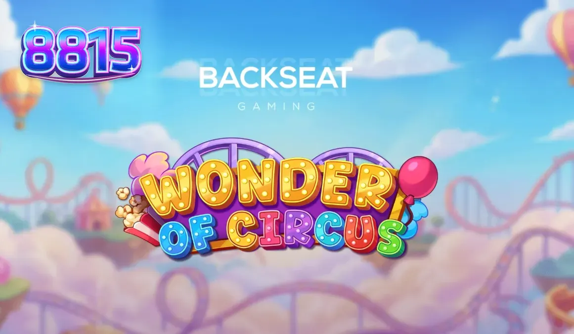 Tampilan visual slot Wonder of Circus dengan elemen karnaval neon dan simbol Lucky Wheel.
